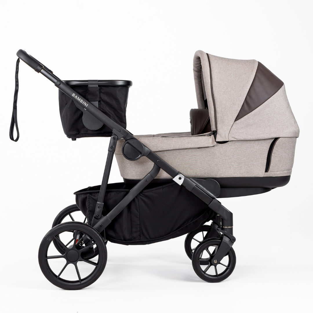 Bambini Prams Lisbon Mocha/Tan/Black Standard Bundle (with Bassinet & Lower Adaptors)
