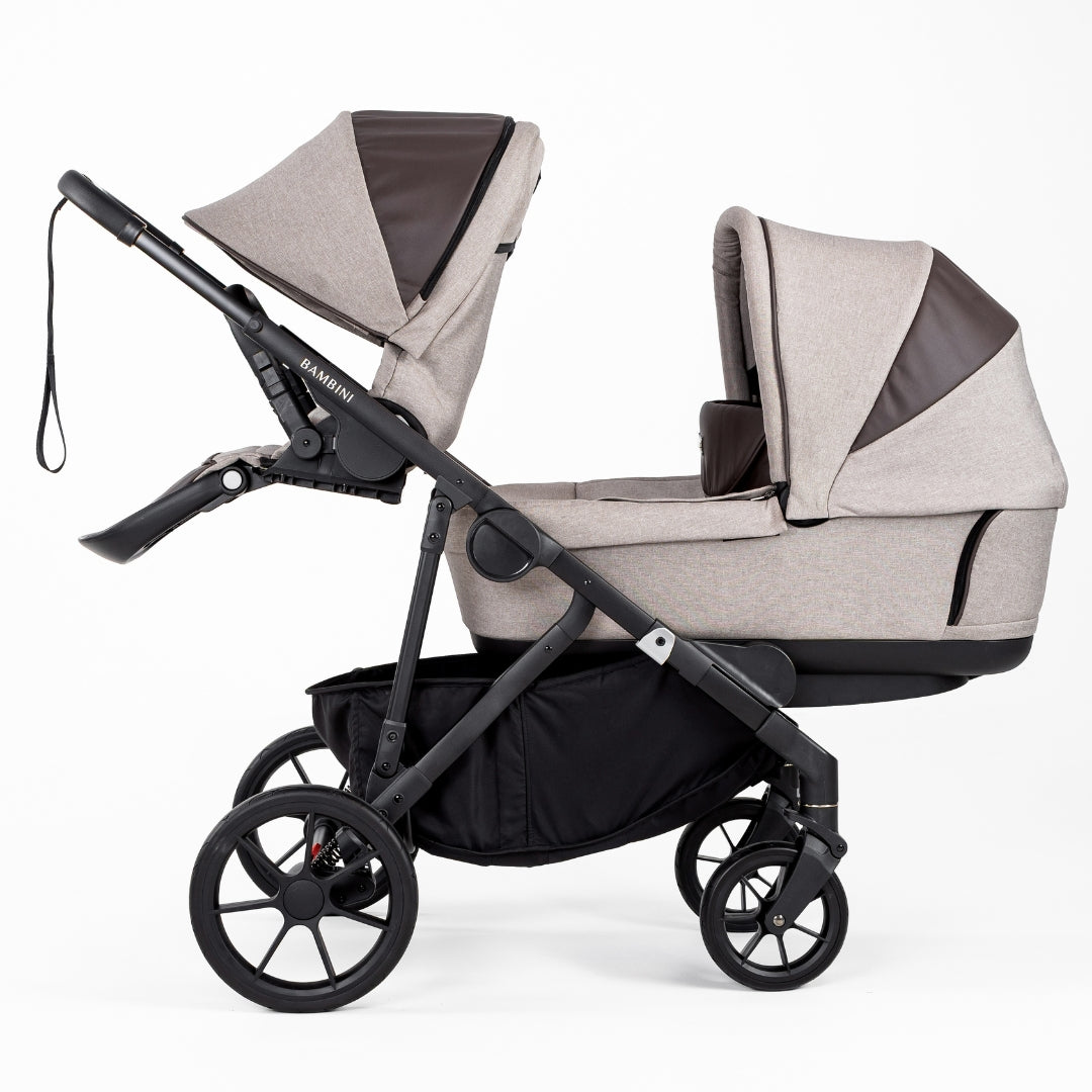Bambini Prams Lisbon Mocha/Tan/Black Standard Bundle (with Bassinet & Lower Adaptors)