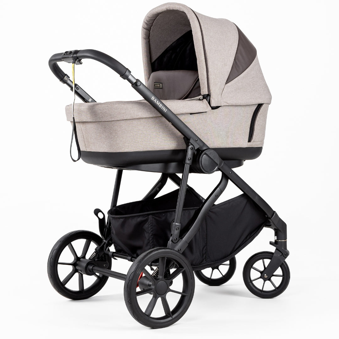 Bambini Prams Lisbon Mocha/Tan/Black Standard Bundle (with Bassinet & Lower Adaptors)