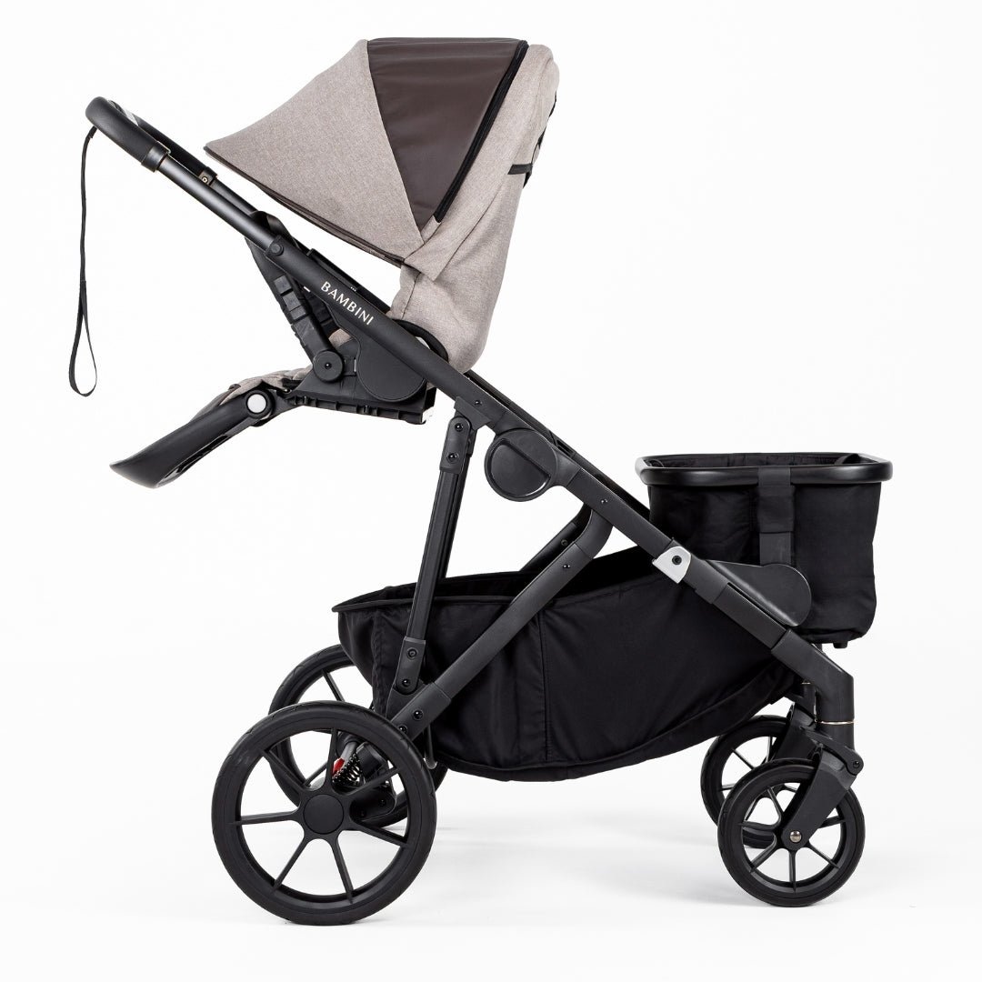 Bambini Prams Lisbon Mocha/Tan/Black Standard Bundle (with Bassinet & Lower Adaptors)