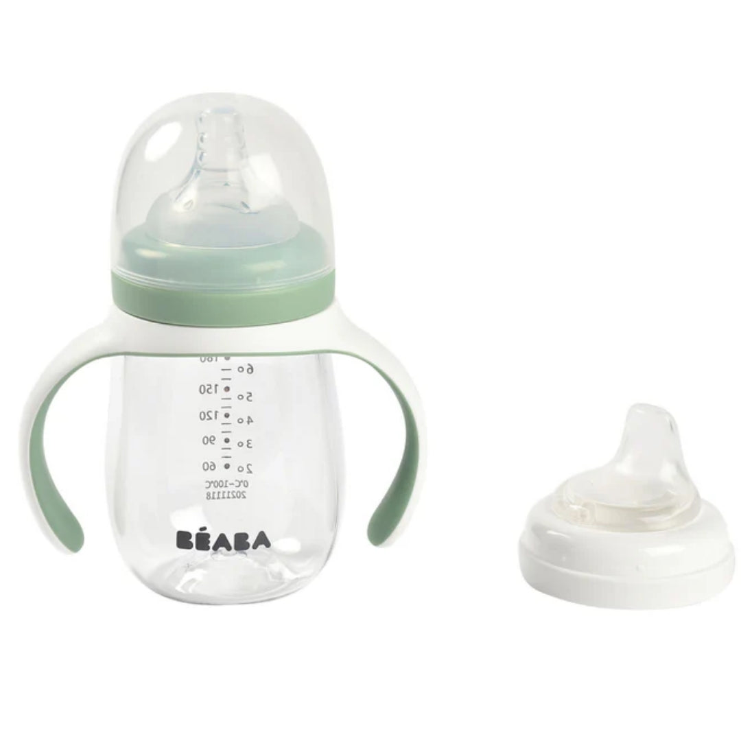 Beaba 2 in 1 Bottle to Sippy Learning Cup 210ml Sage Green