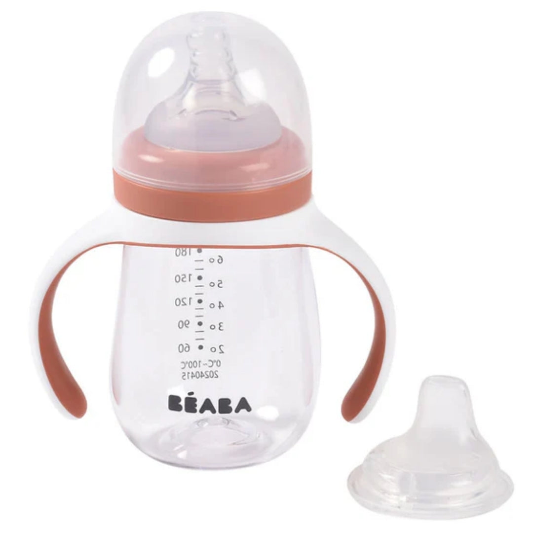 Beaba 2 in 1 Bottle to Sippy Learning Cup 210ml Terracotta