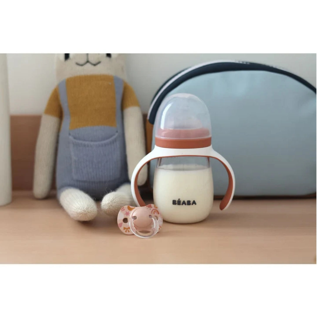 Beaba 2 in 1 Bottle to Sippy Learning Cup 210ml Terracotta