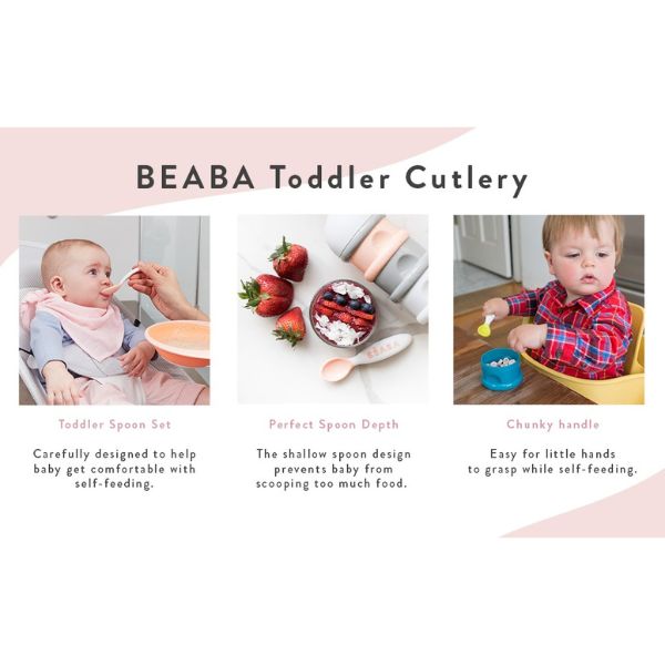 Beaba 2nd Stage Training Fork & Spoon with Case Nude