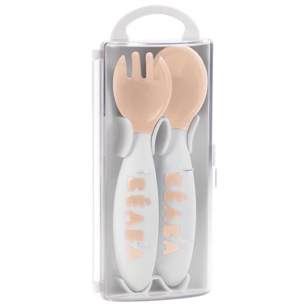 Beaba 2nd Stage Training Fork & Spoon with Case Nude
