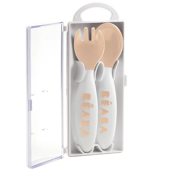 Beaba 2nd Stage Training Fork & Spoon with Case Nude