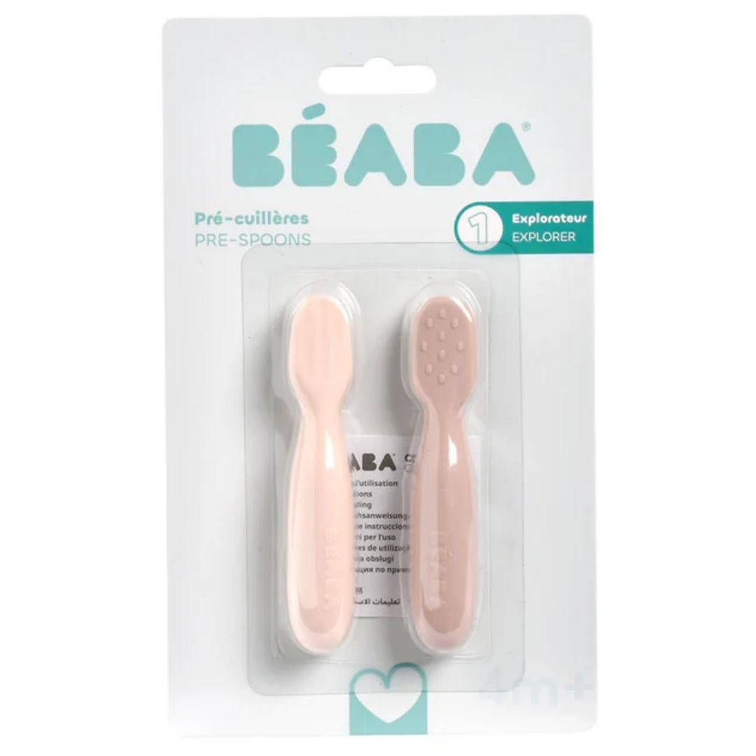 Beaba Silicone Pre-Spoons 2 Pack Cotton Candy/Sorbet