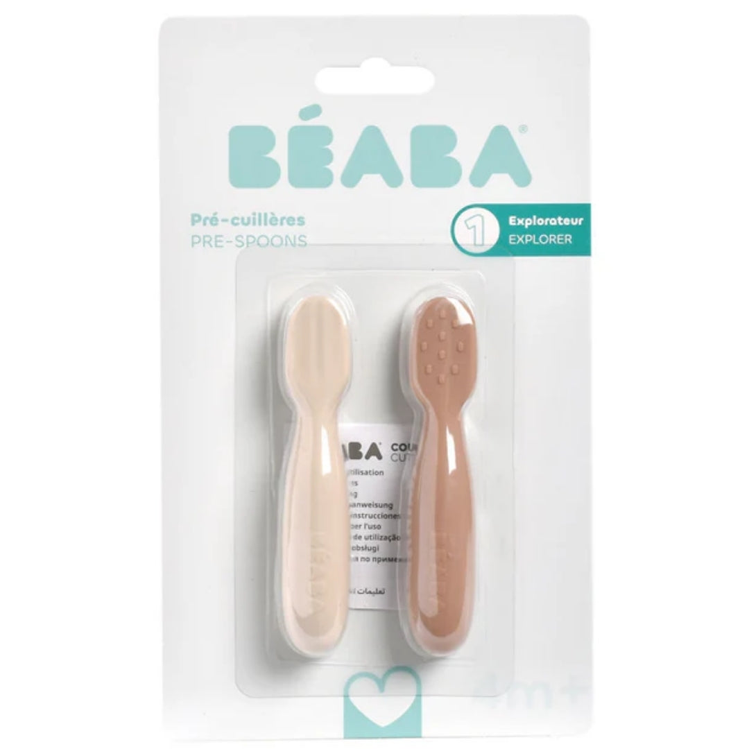 Beaba Silicone Pre-Spoons 2 Pack Cotton Pralin/Clay