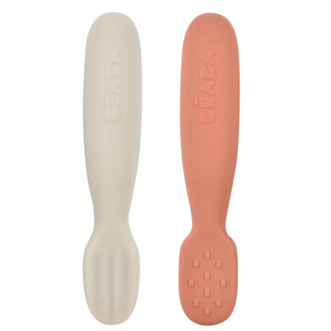 Beaba Silicone Pre-Spoons 2 Pack Terracotta/Velvet Grey