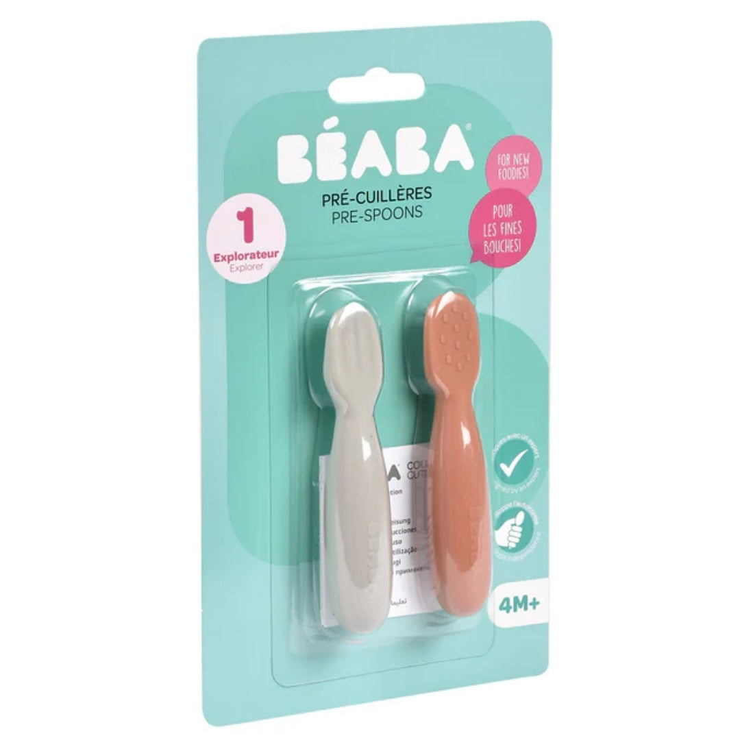 Beaba Silicone Pre-Spoons 2 Pack Terracotta/Velvet Grey