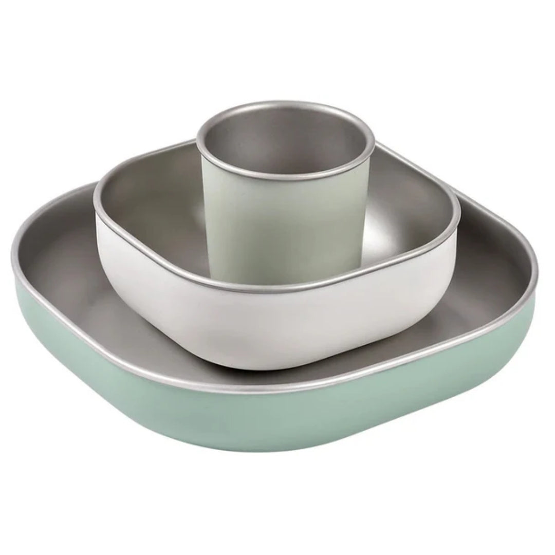Beaba Stainless Steel Meal Set Sage Green