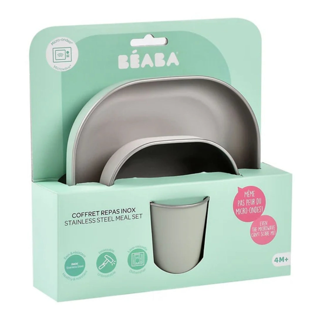 Beaba Stainless Steel Meal Set Sage Green