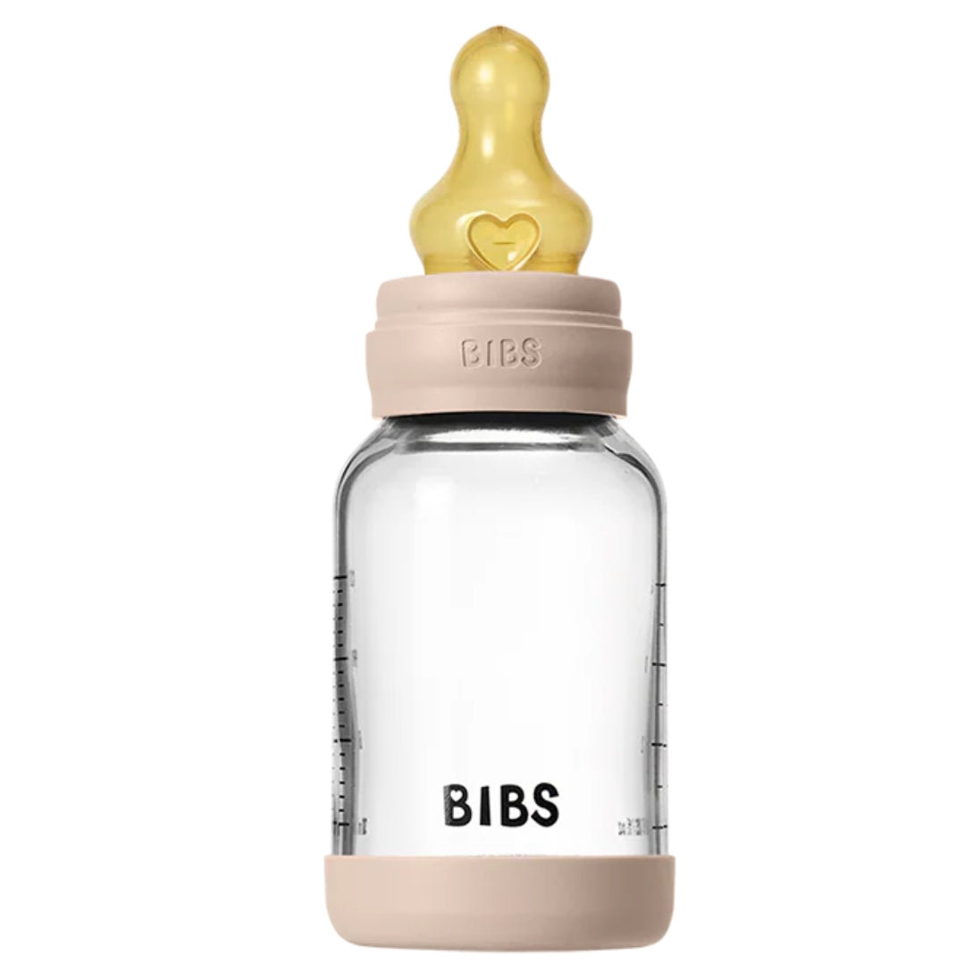 BIBS Glass Baby Bottle Latex 120ml Slow Flow Blush