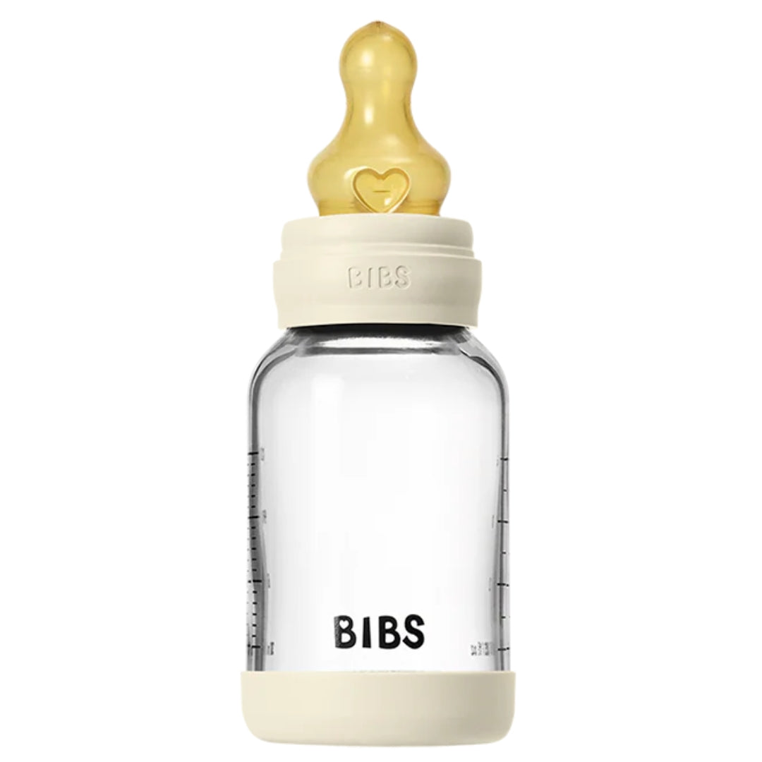 BIBS Glass Baby Bottle Latex 120ml Slow Flow Ivory