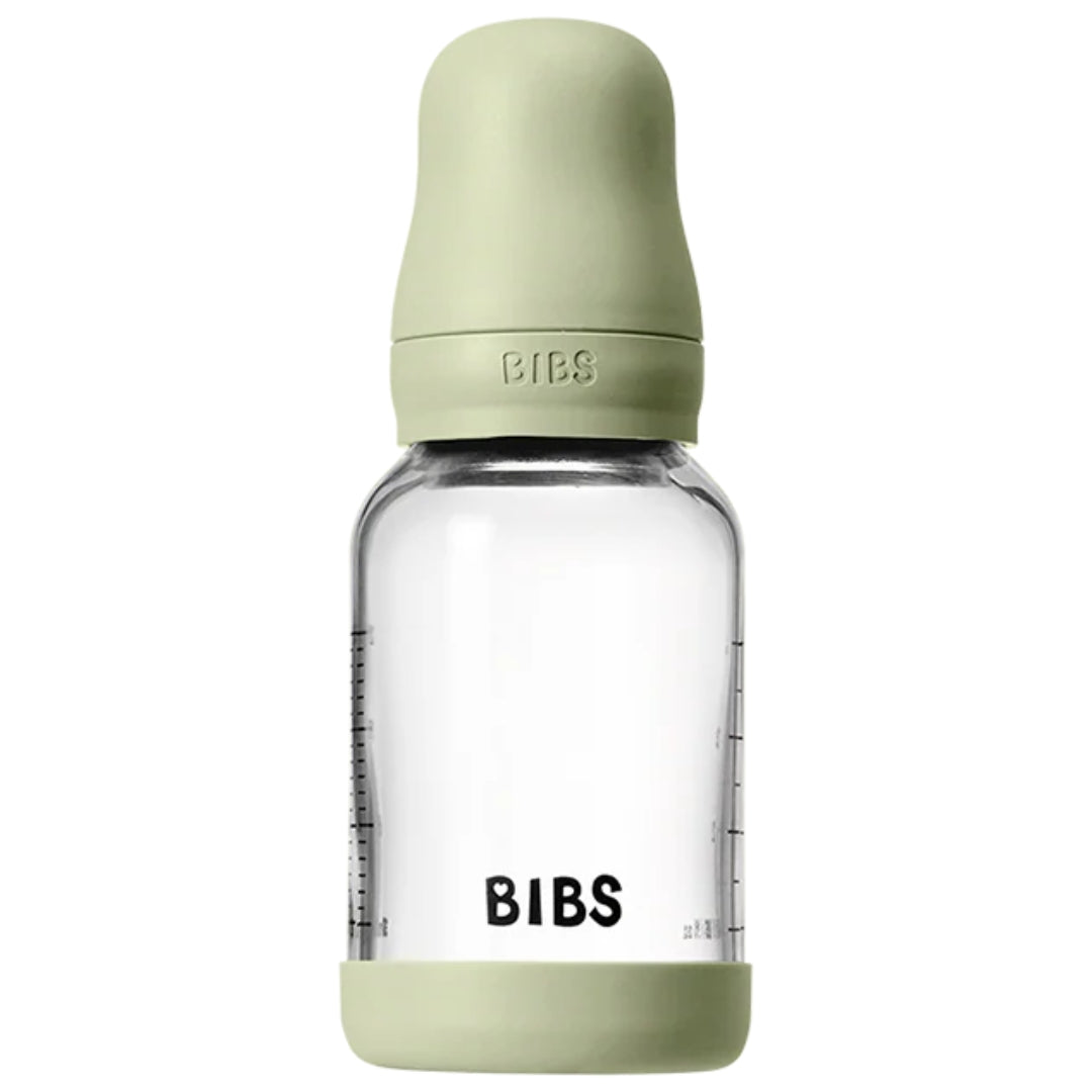 BIBS Glass Baby Bottle Latex 120ml Slow Flow Sage