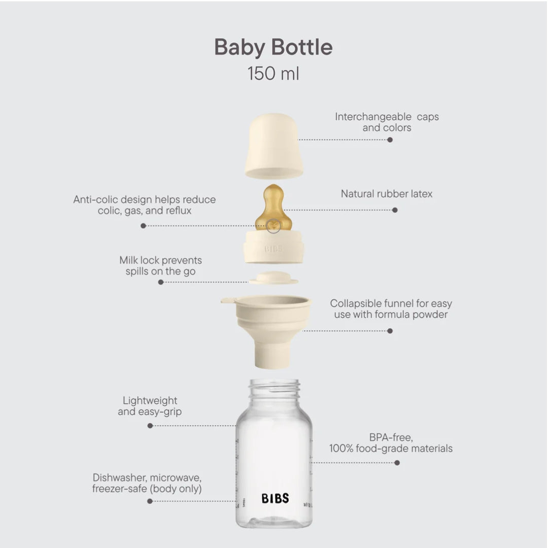 BIBS Baby Bottle Complete Set 150ml Latex Ivory