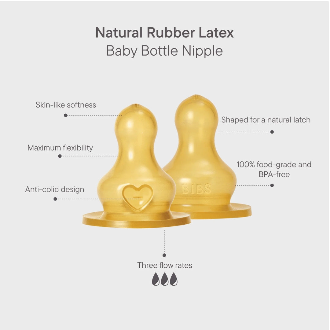 BIBS Bottle Replacement Nipple 2 Pack Latex Slow Flow