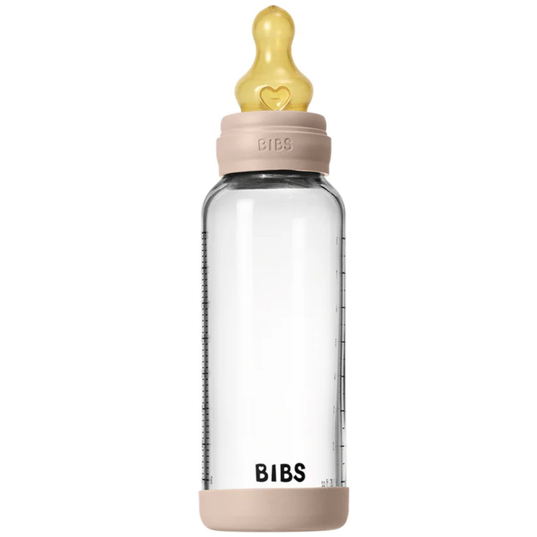 BIBS Glass Baby Bottle Latex 240ml Medium Flow Blush