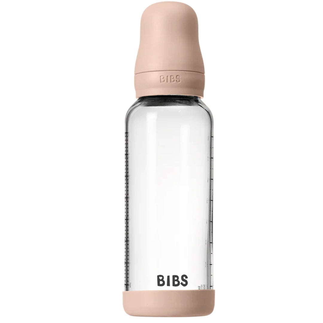 BIBS Glass Baby Bottle Latex 240ml Medium Flow Blush