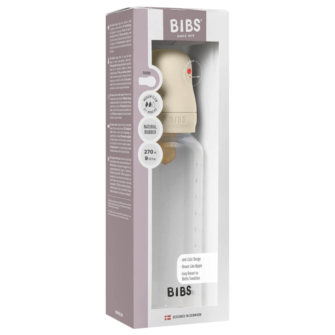 BIBS Baby Bottle Complete Set 270ml Latex Ivory
