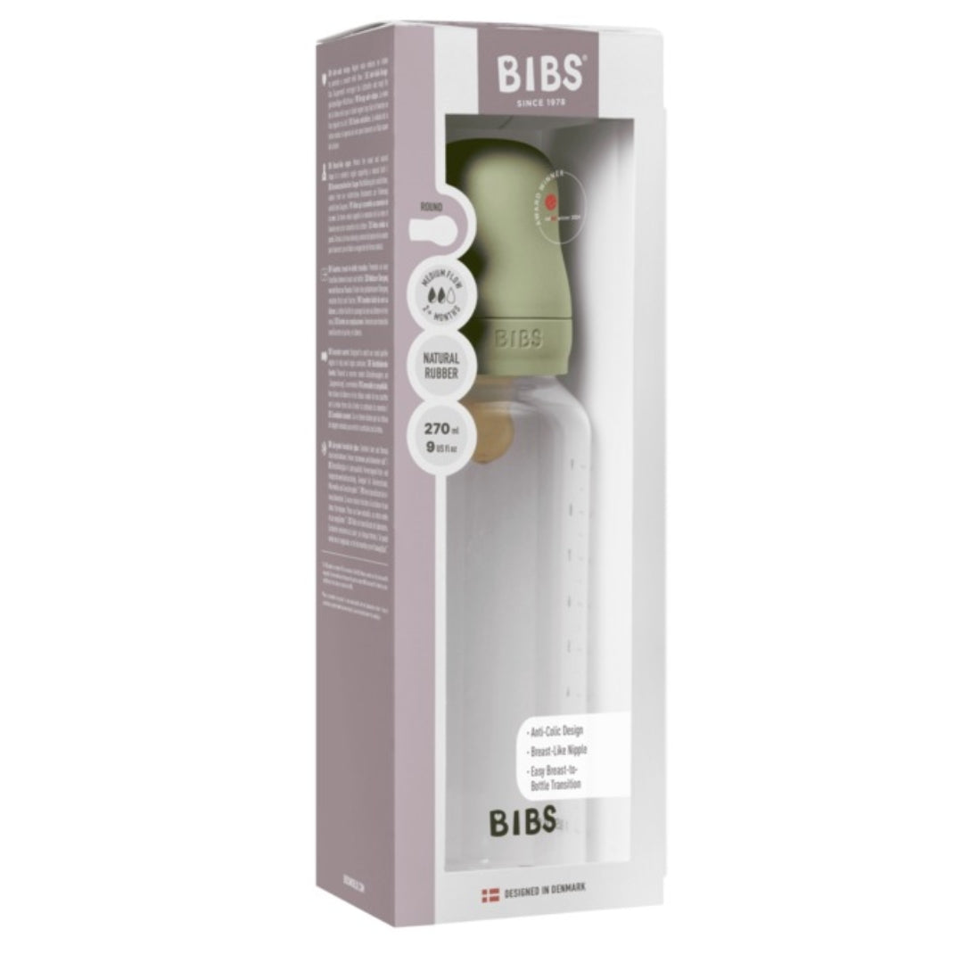 BIBS Baby Bottle Complete Set 270ml Latex Sage