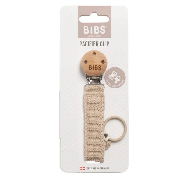 BIBS Knitted Pacifier Clip Vanilla
