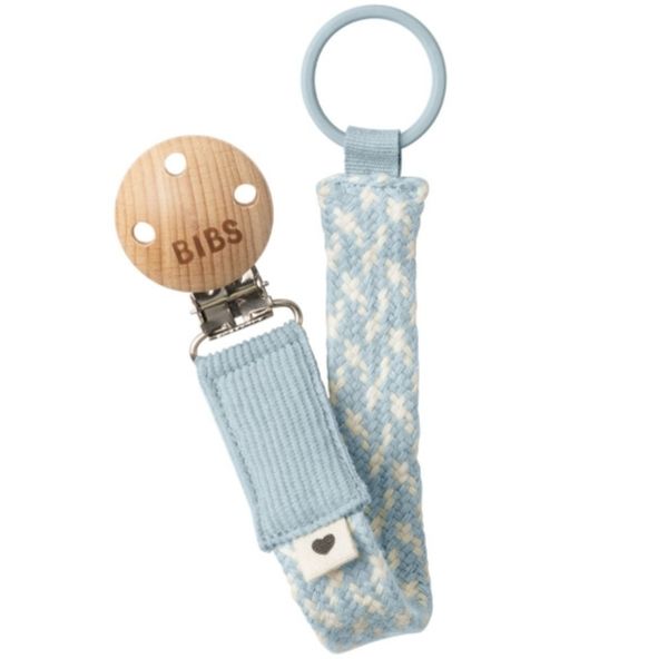 BIBS Pacifier Clip Baby Blue/Ivory