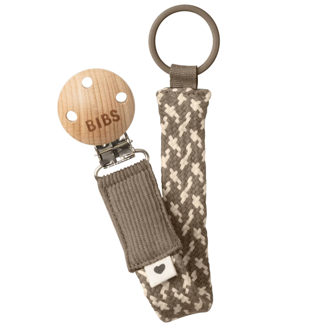 BIBS Pacifier Clip Dark Oak/Vanilla