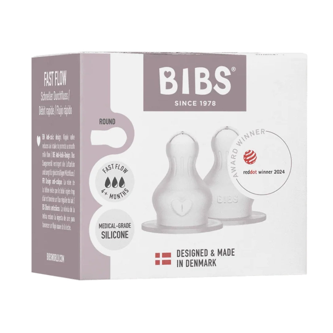BIBS Bottle Replacement Nipple 2 Pack Silicone Fast Flow