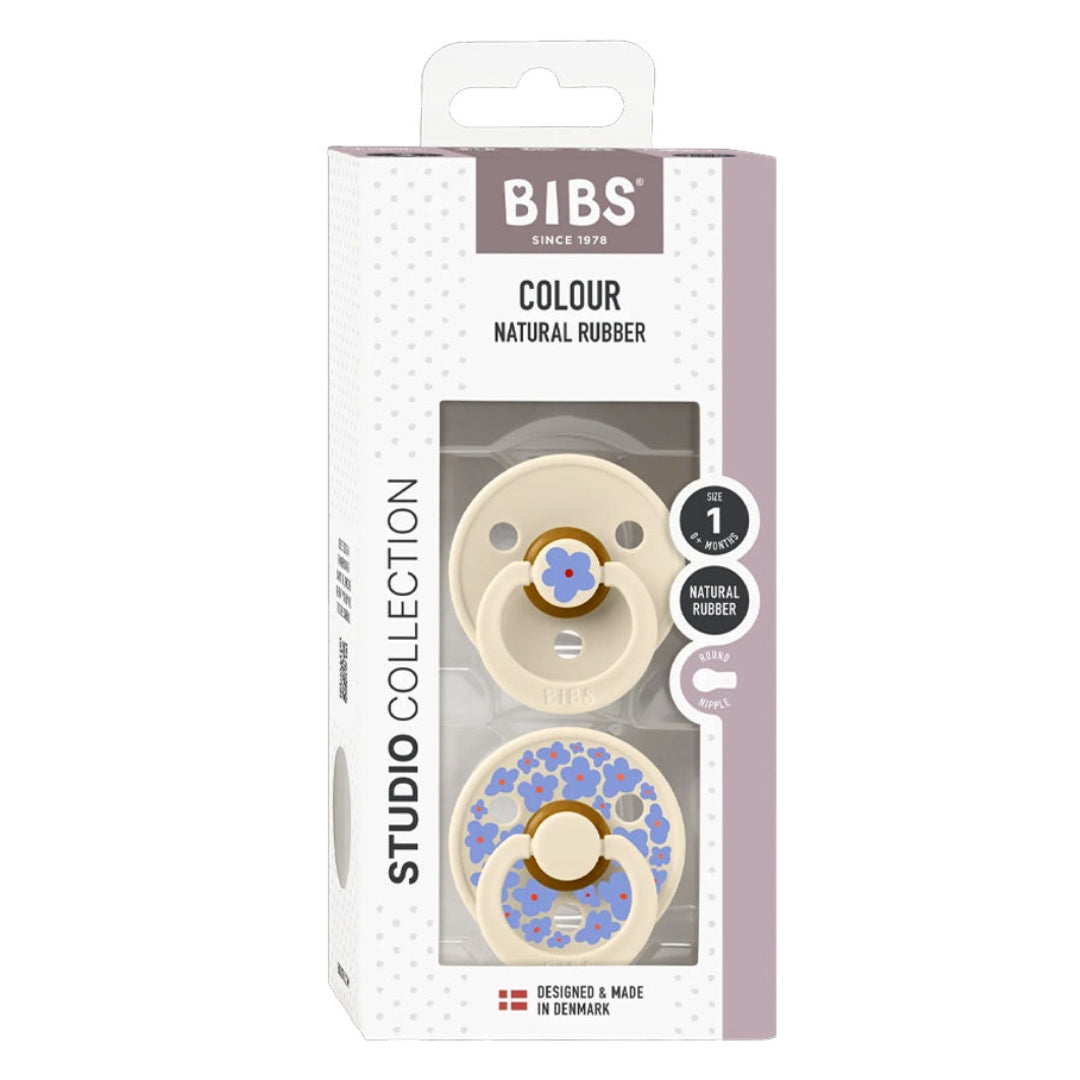 BIBS Dummy Studio Collection Round 2pk Jasmine Ivory Mix Size 1