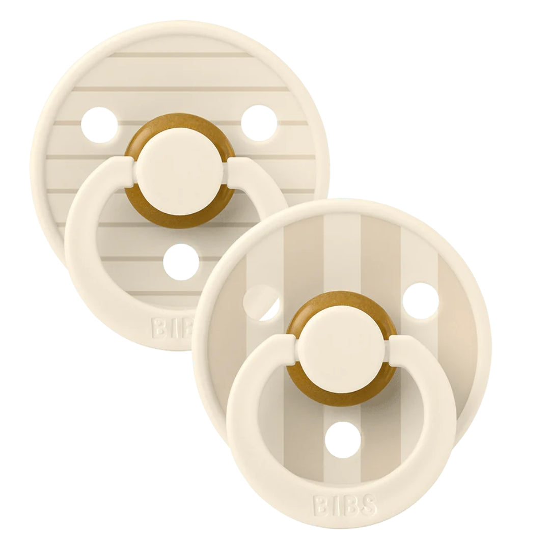 BIBS Dummy Studio Collection Round 2pk Pin Ivory Vanilla Mix Size 2