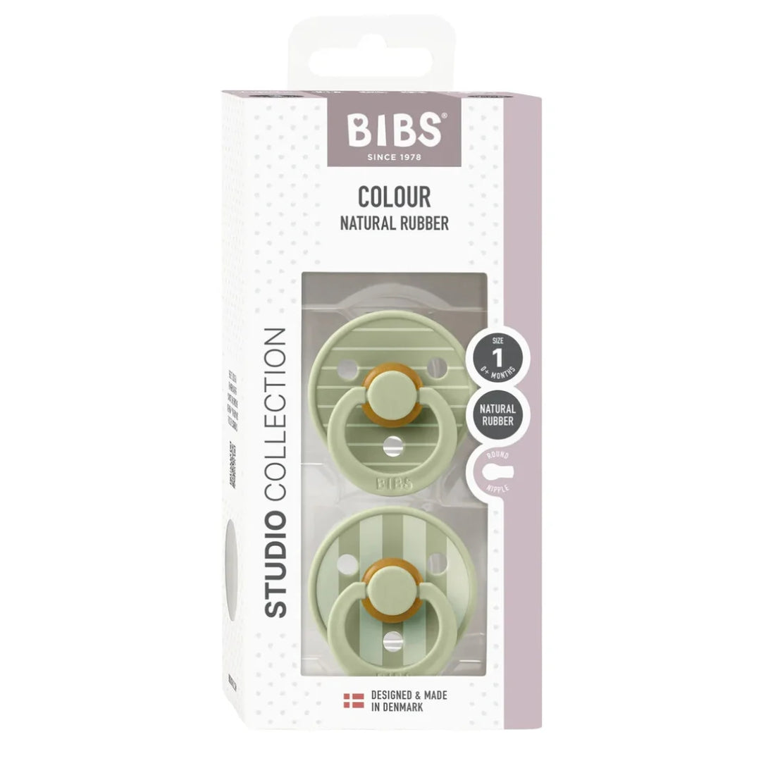 BIBS Dummy Studio Collection Round 2pk Pin Sage Mix Size 1