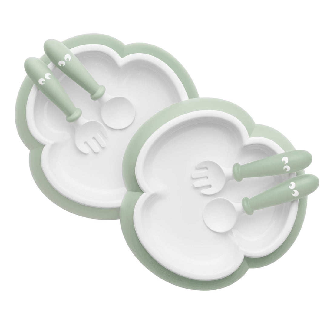 BabyBjorn Baby Plate, Spoon & Fork 2 pack Powder Green