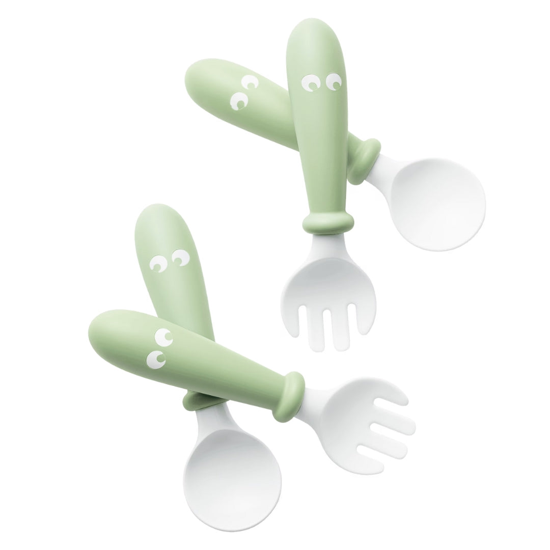 BabyBjorn Baby Spoon & Fork 4 pieces Powder Green