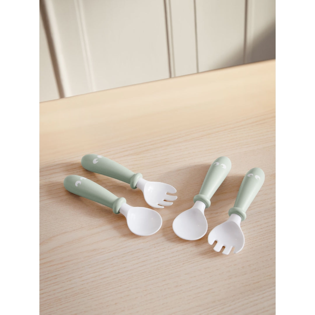 BabyBjorn Baby Spoon & Fork 4 pieces Powder Green