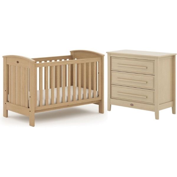 Boori Casa Cotbed V19 (with dropside) + Mattress + Boori Linear 3 Drawer Chest V19 Almond