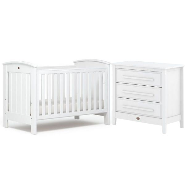 Boori Casa Cotbed V19 (with dropside) + Mattress + Boori Linear 3 Drawer Chest V19 Barley