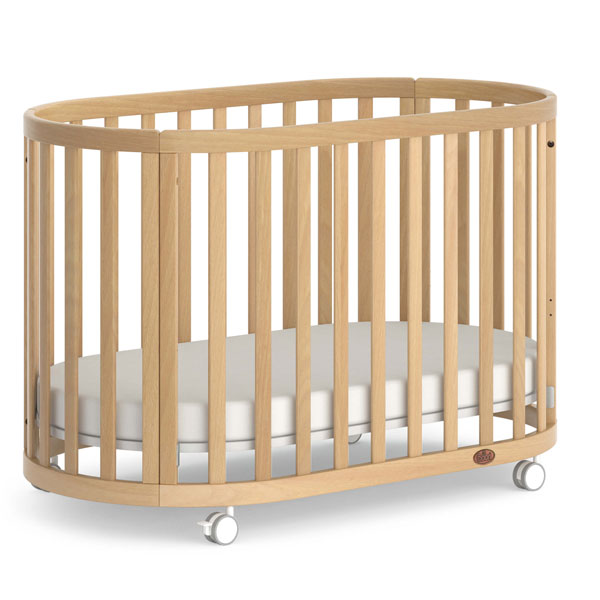 Boori Eden Oval Cot Bed v22 Beech + Oval Pocket Spring Mattress