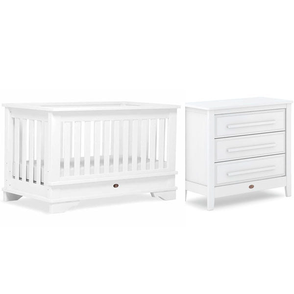 Boori Eton Convertible Plus Cot Bed V19 Barley + Mattress + Linear 3 Drawer Chest