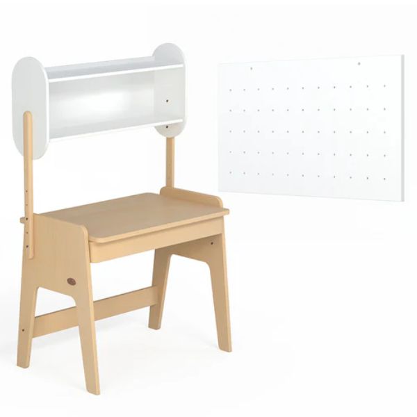 Boori Kids Euler Desk with Pegboard and Hutch Barley/Beech