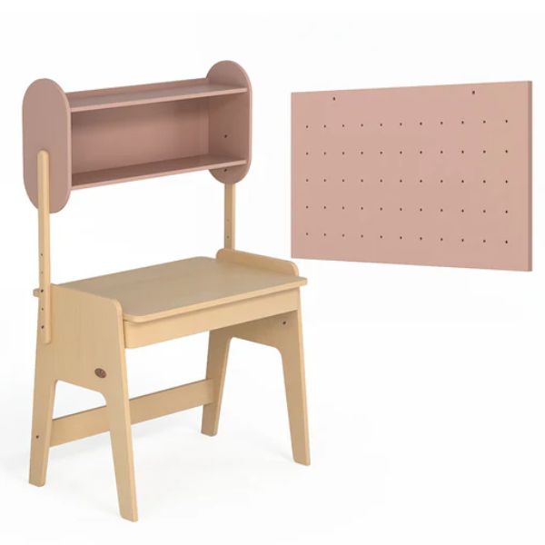 Boori Kids Euler Desk with Pegboard and Hutch Cherry/Beech