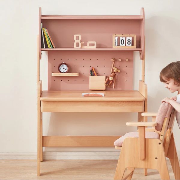 Boori Kids Euler Desk with Pegboard and Hutch Cherry/Beech
