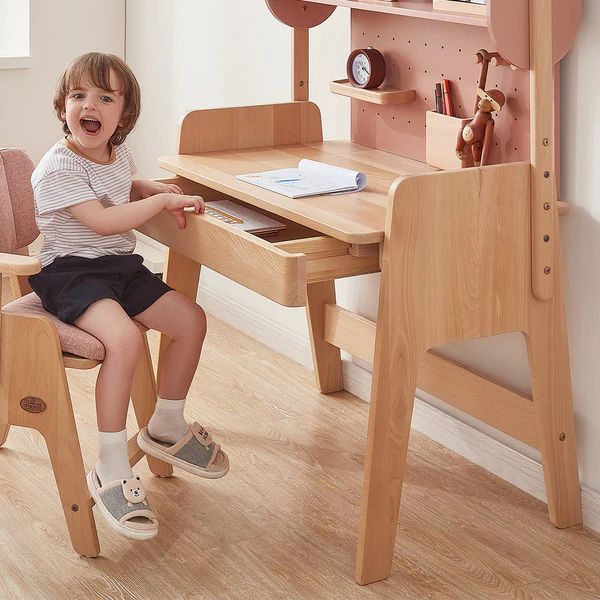 Boori Kids Euler Desk with Pegboard and Hutch Cherry/Beech