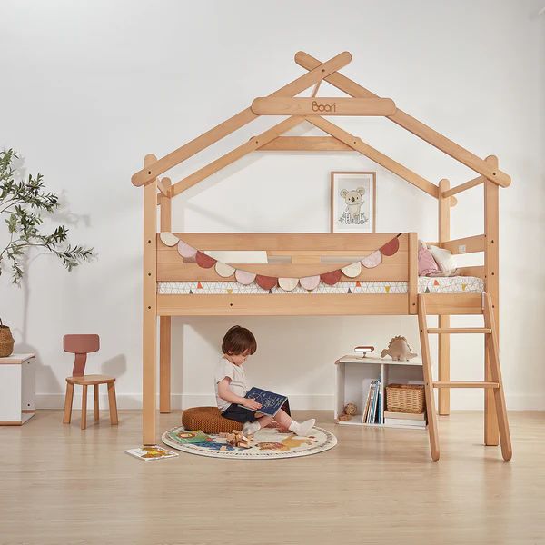 Boori Kids Forest Teepee Single Loft Bed Almond