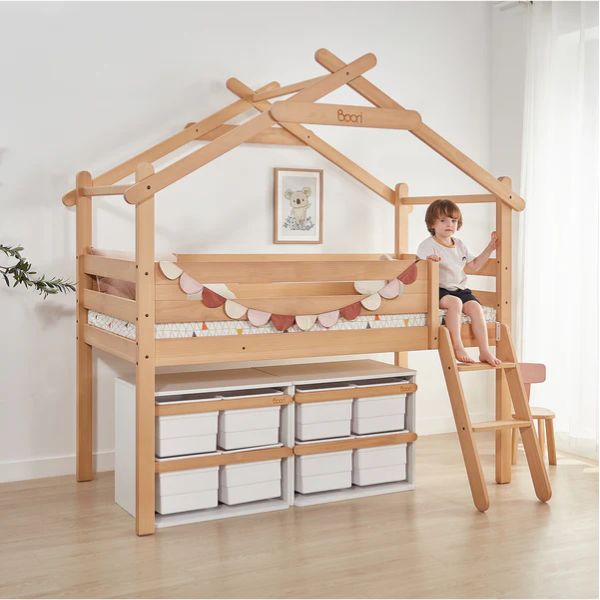 Boori Kids Forest Teepee Single Loft Bed Almond