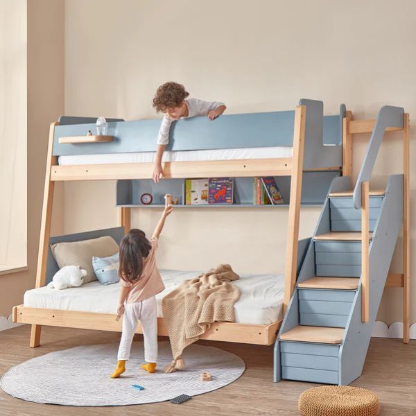 Boori Kids Natty v24 Maxi Bunk Bed with Staircase Blueberry/Almond