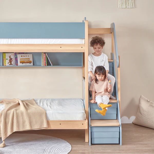 Boori Kids Natty v24 Maxi Bunk Bed with Staircase Blueberry/Almond
