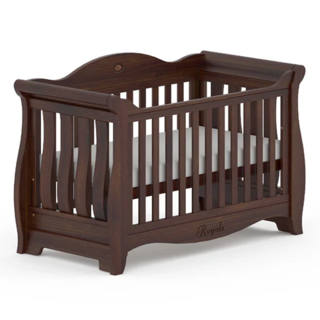 Boori Sleigh Royale Cot Bed v23 Coffee + Mattress