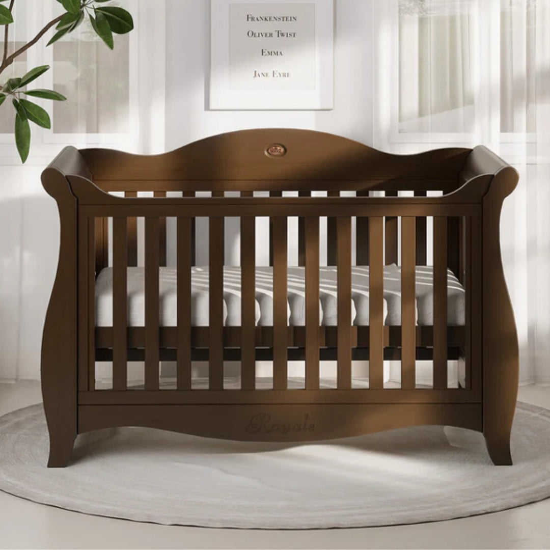 Boori Sleigh Royale Cot Bed v23 Coffee + Mattress