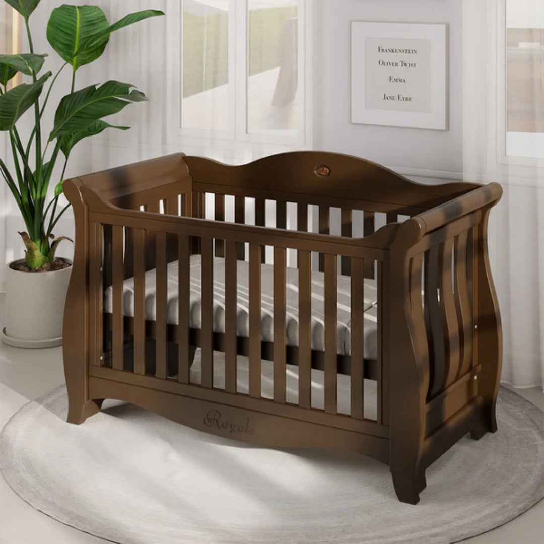 Boori Sleigh Royale Cot Bed v23 Coffee + Mattress